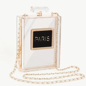 NEW Paris Perfume Shaped Clear Acrylic Fashion Crossbody